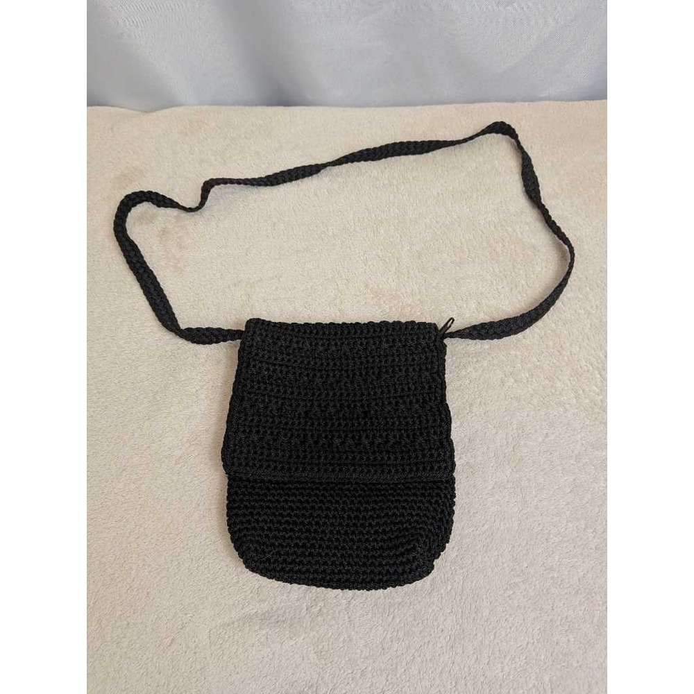 Vintage Crochet Shoulder Bag‎ Black Boho Festival Statement Mini Purse